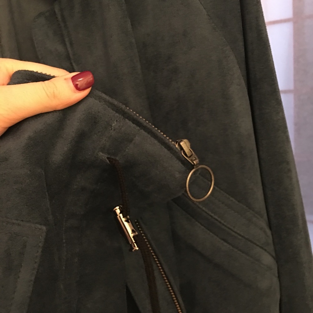 BCBG Beautiful dark blue suede jacket bomber - Picture 5 of 8